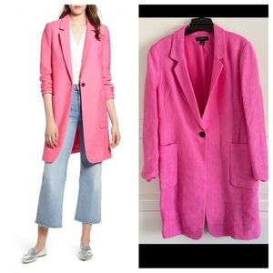 Halogen pink long lightweight coat 23551